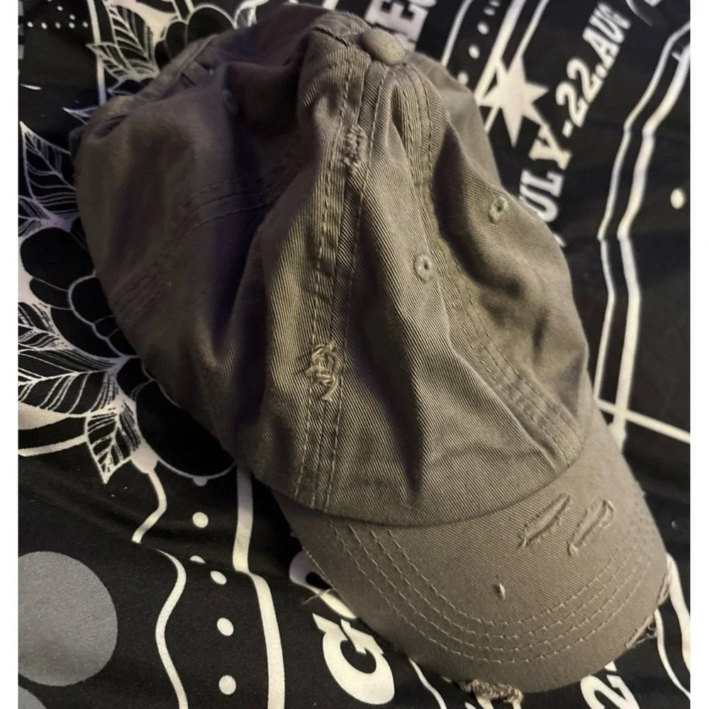 Kbethos Women's Distressed Grey Original Ponytail Baseball Cap‎ Hat
